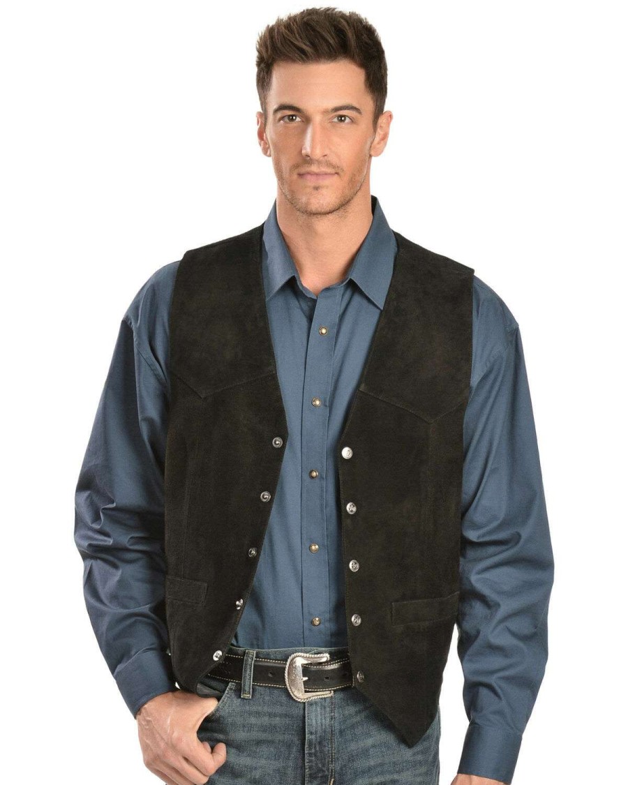 Vest * | Limited Edition Scully Men'S Lambskin Calf Suede Snap Front Vest