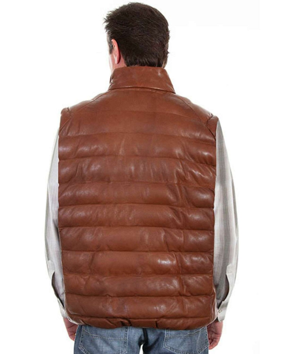 Vest * | Outlet Scully Men'S Ribbed Leather Black Vest