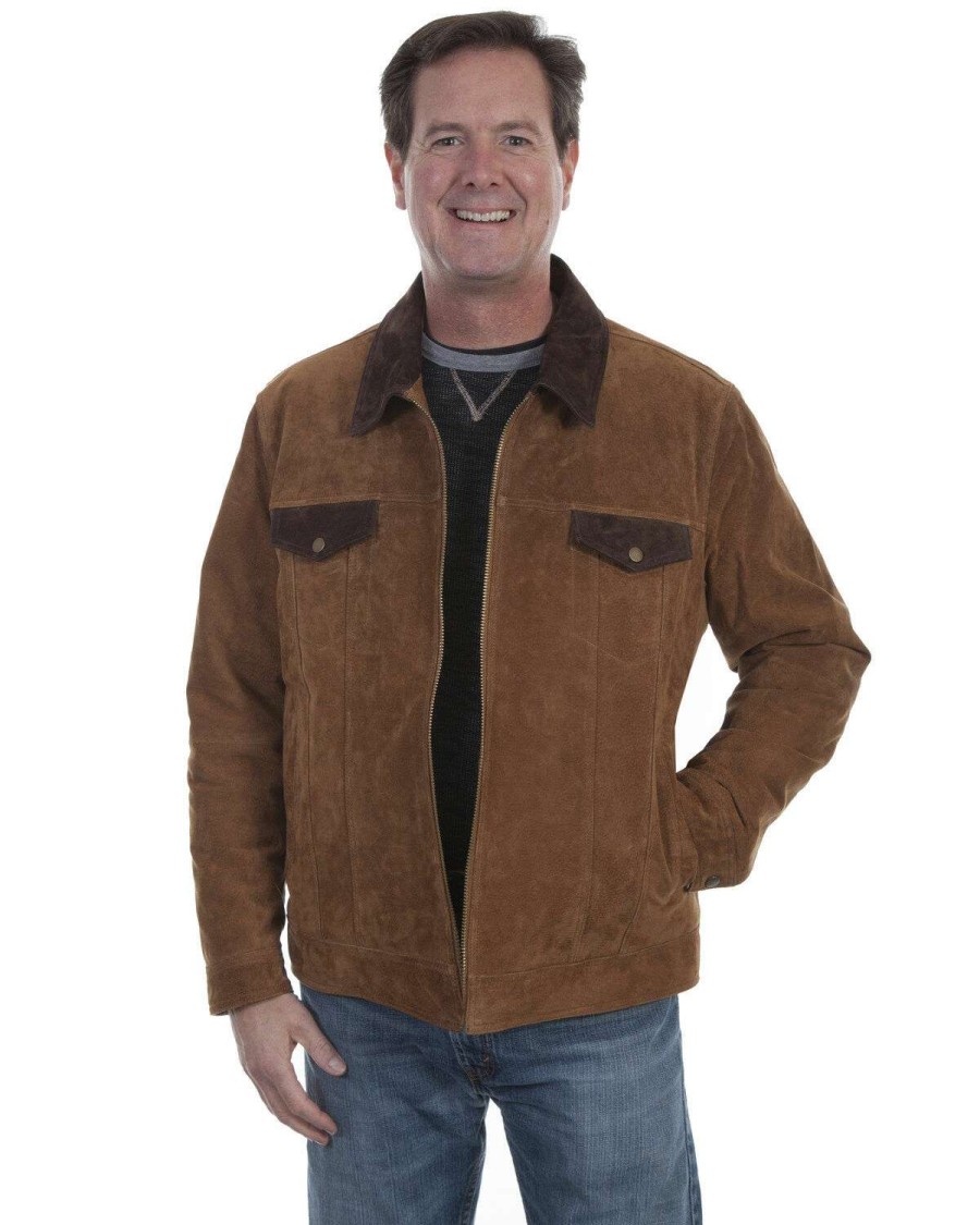 Jackets * | Online Scully Men'S Two-Toned Suede Brown Jacket