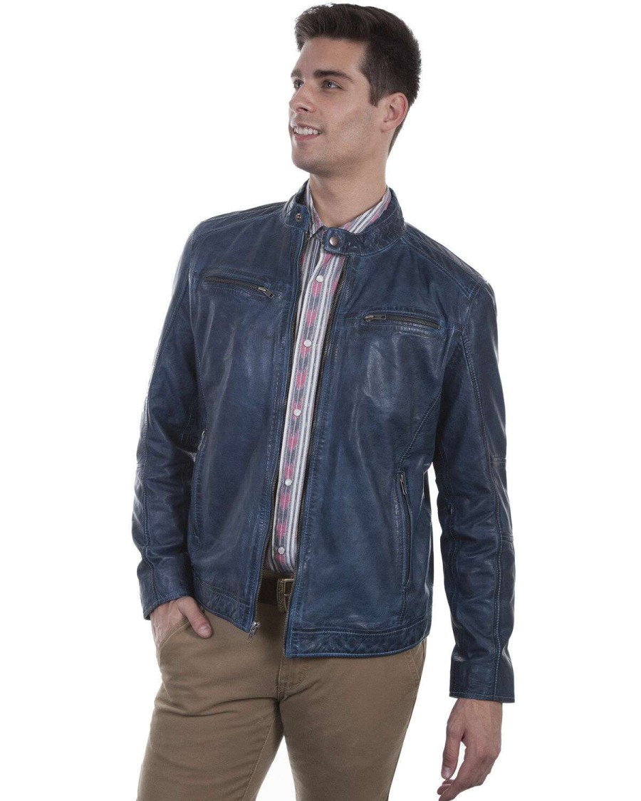 Jackets * | Limited Edition Scully Men'S Denim Leather Jacket