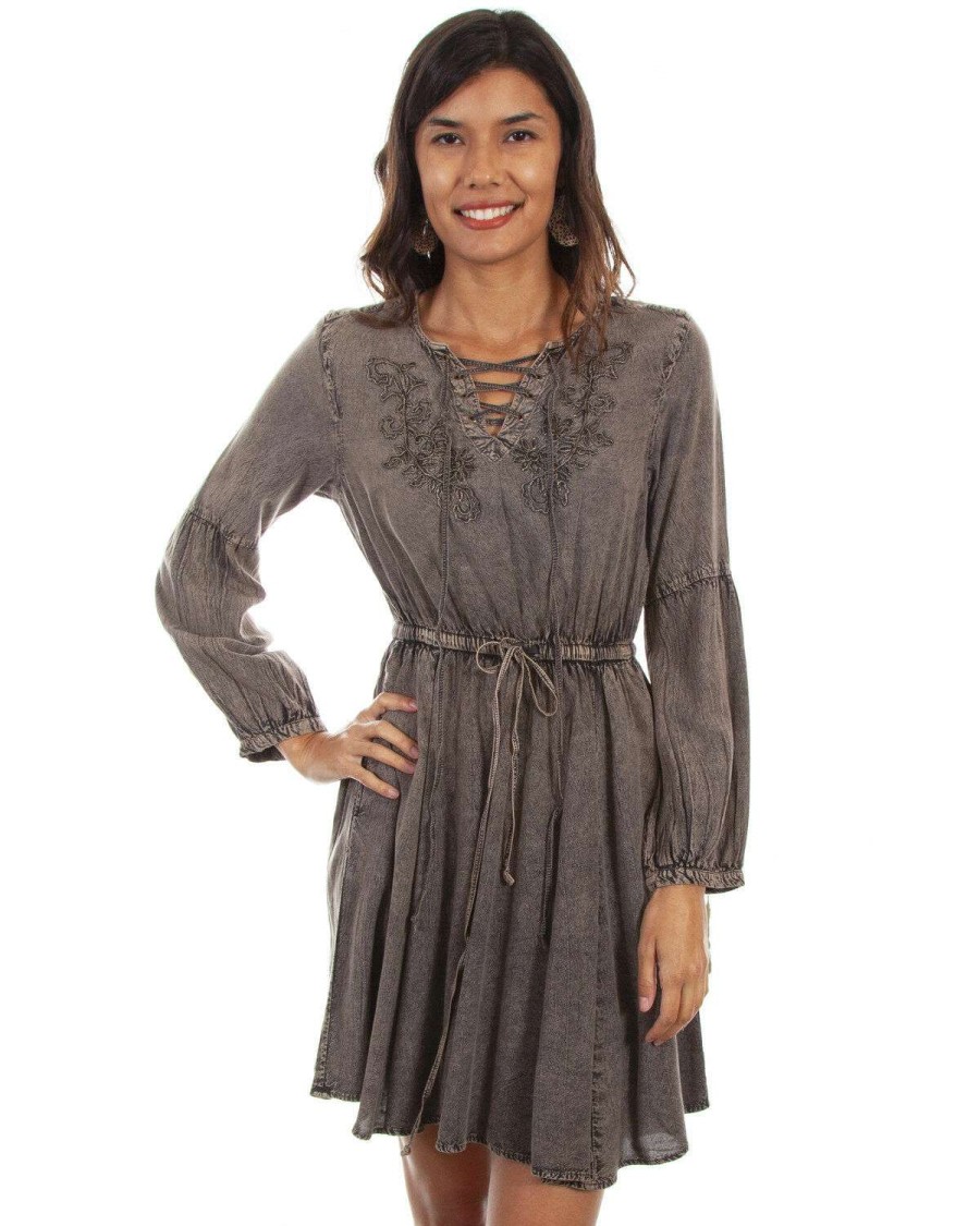 Dresses * | Limited Edition Honey Creek By Scully Women'S Acid Wash Bell Sleeve Dress