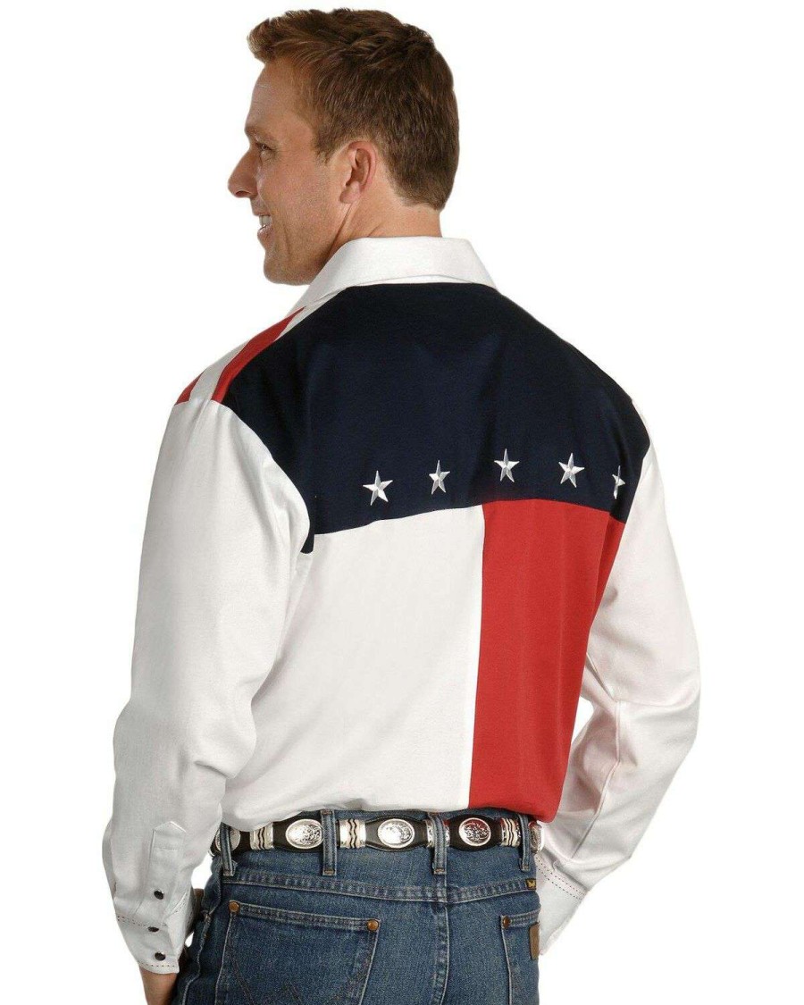 Shirts * | Sale Scully Patriotic American Flag Colorblock Western Shirt Big & Tall