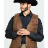 Vest * | Limited Edition Scully Leatherwear Men'S Leather Canvas Back Vest