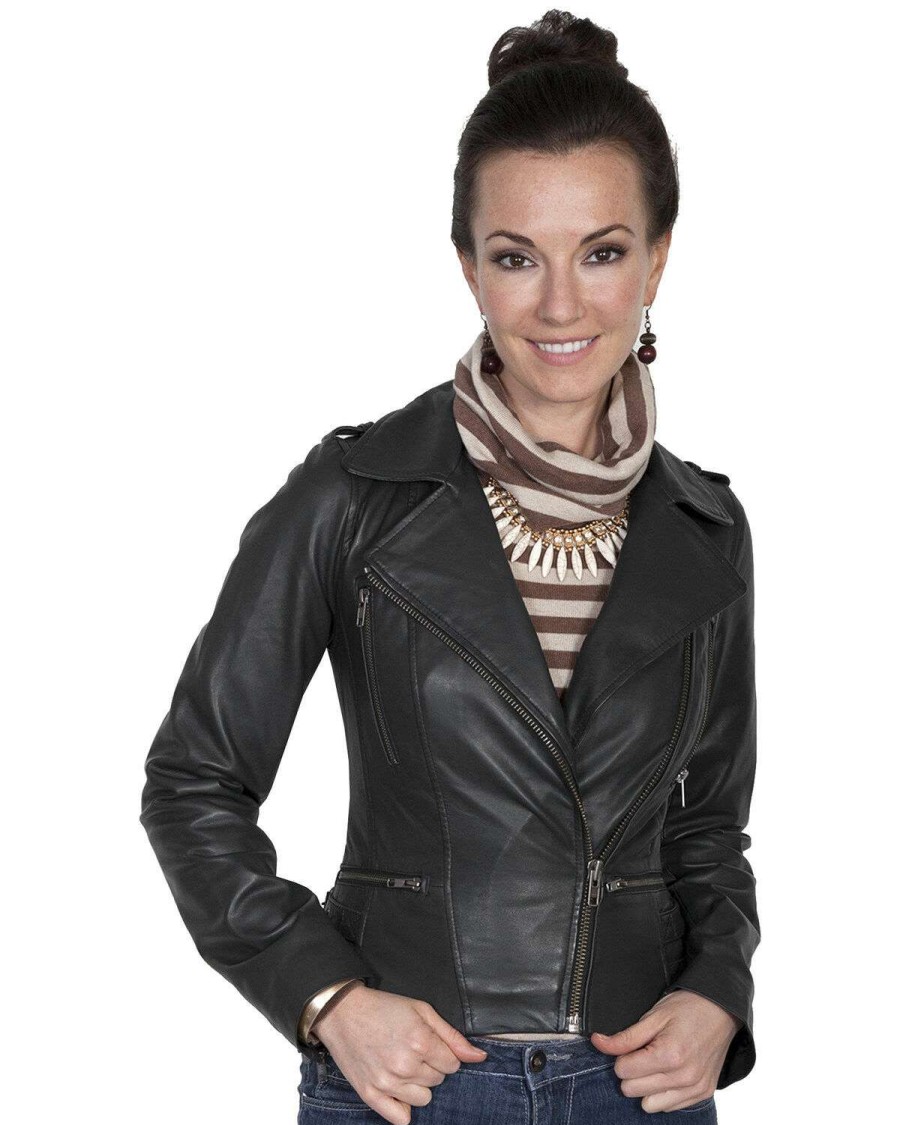 Jackets * | Sale Scully Leatherwear Motorcycle Lamb Jacket