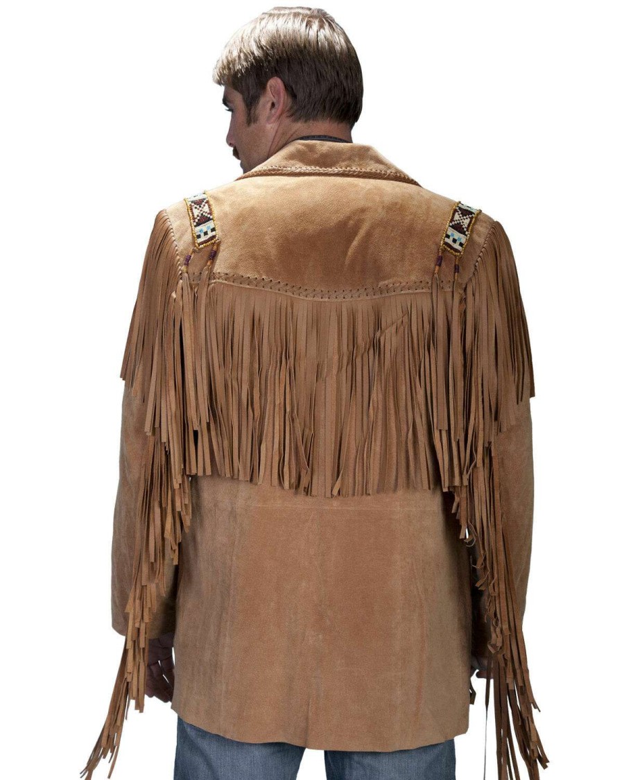 Jackets * | Limited Edition Scully Men'S Bone Beaded Fringe Leather Jacket