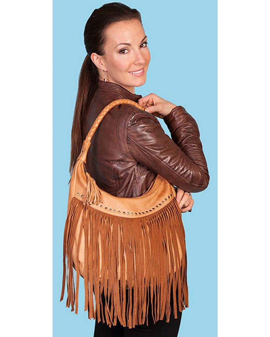 Bags * | Limited Edition Scully Women'S Long Fringe Leather Handbag