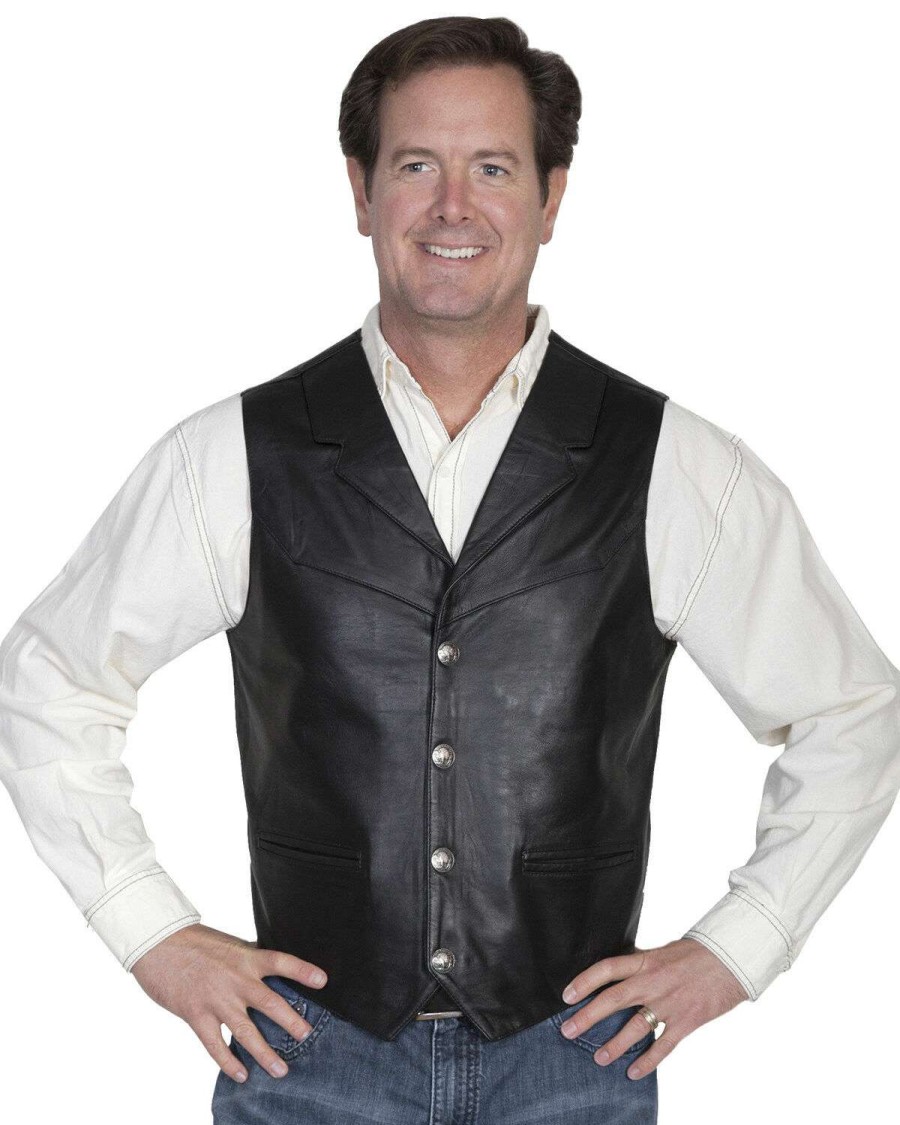 Vest * | Online Scully Men'S Lambskin Lapel Vest