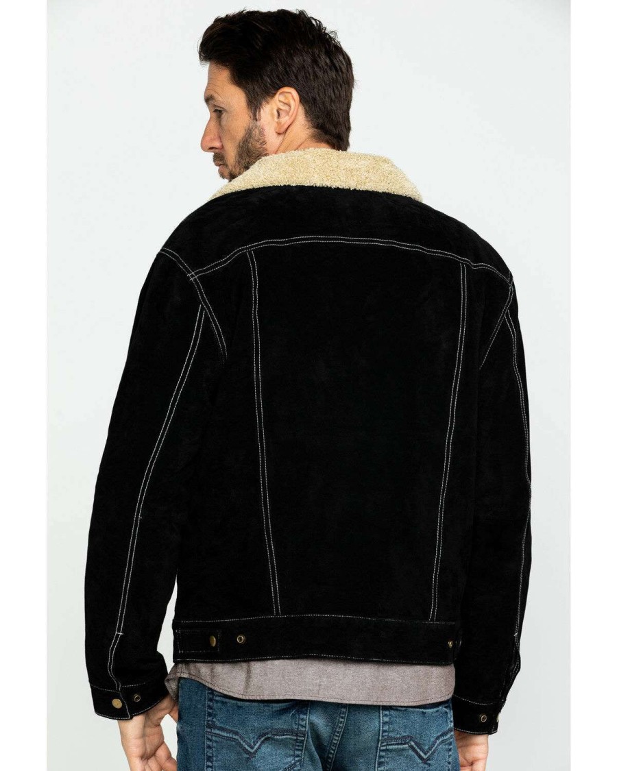 Jackets * | Online Scully Men'S Black Boar Suede Jean Jacket