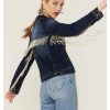 Jackets * | Online Scully Women'S Rhinestone Fringe Denim Jacket