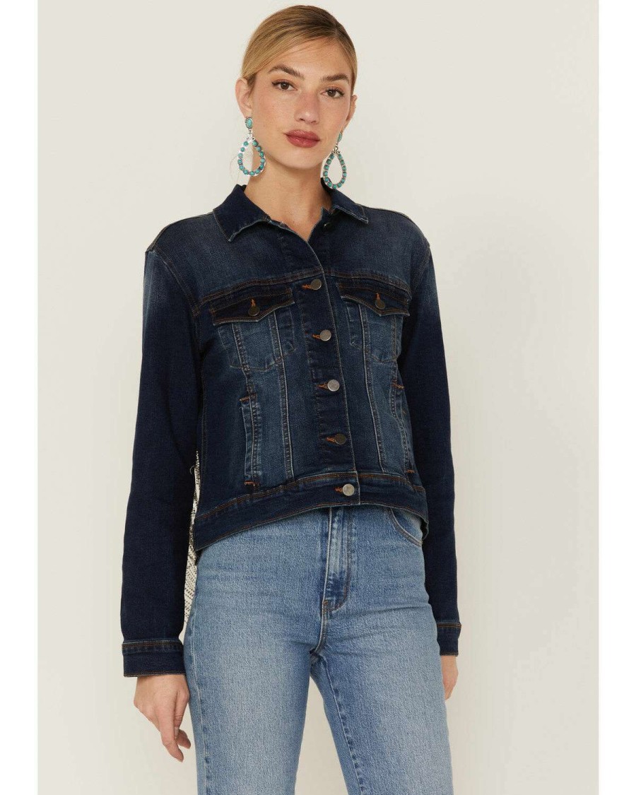 Jackets * | Online Scully Women'S Rhinestone Fringe Denim Jacket