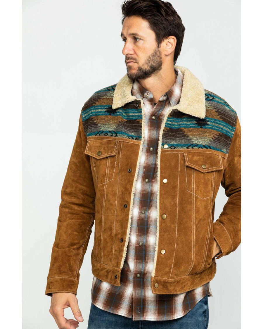 Jackets * | Online Scully Men'S Cafe Brown Boar Suede Jean Jacket