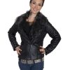 Jackets * | Discount Scully Women'S Faux Fur Studded Moto Jacket