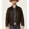 Jackets * | Sale Scully Men'S Dark Brown Rugged Lamb Zip-Front Leather Jacket