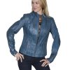 Jackets * | Discount Leatherwear By Scully Women'S Blue Lamb Leather Jacket