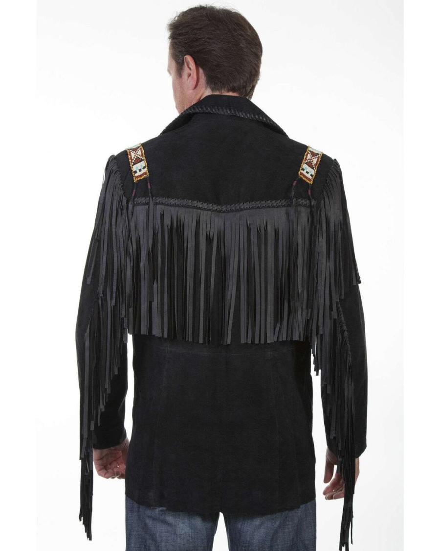 Jackets * | Sale Scully Men'S Boar Suede Fringe Jacket