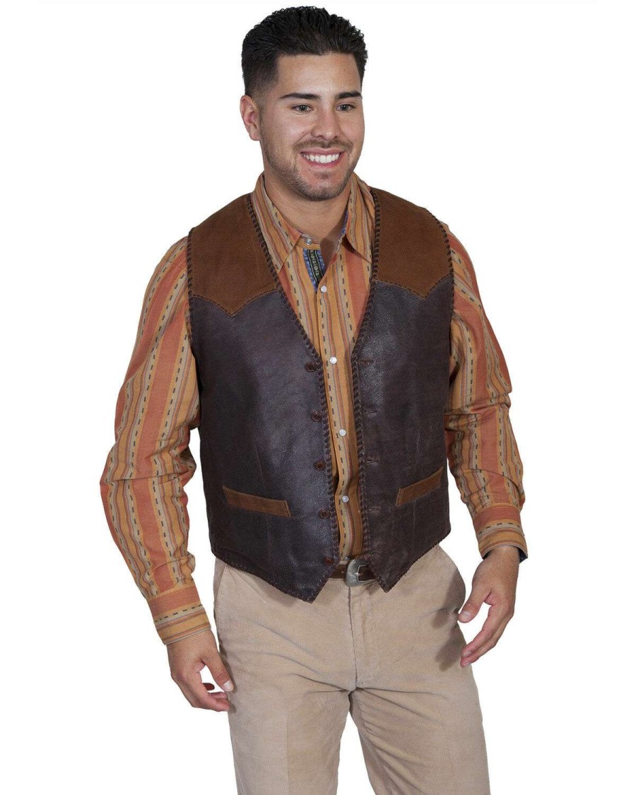 Vest * | Limited Edition Scully Men'S Suede Yoke Vest