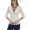 Blouse * | Discount Cantina By Scully Women'S Natural Lace Up Blouse