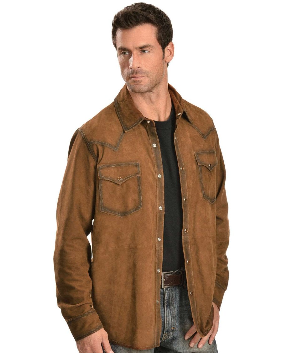 Shirts * | Sale Scully Suede Leather Western Shirt