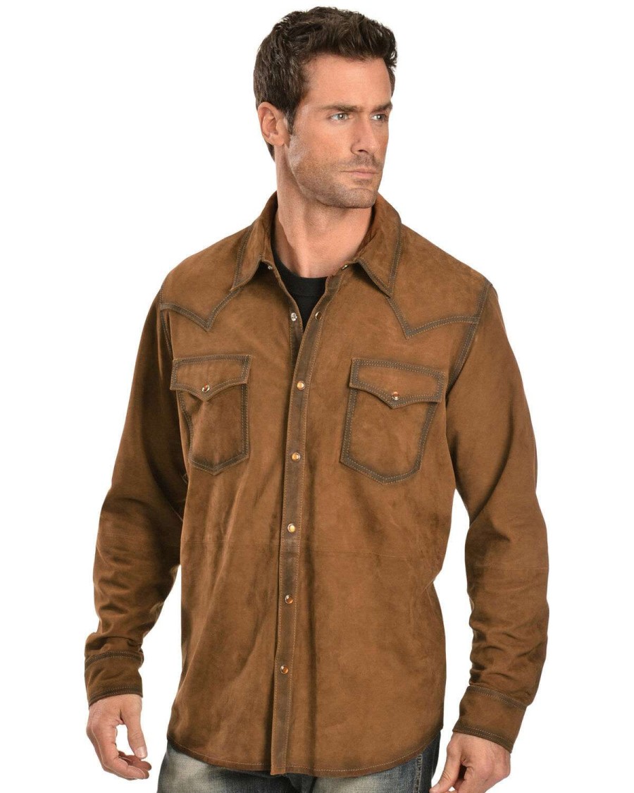 Shirts * | Sale Scully Suede Leather Western Shirt