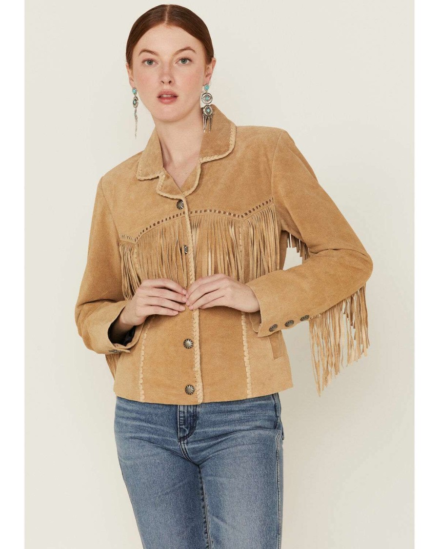 Jackets * | Limited Edition Scully Women'S Suede Snap Fringe Jacket