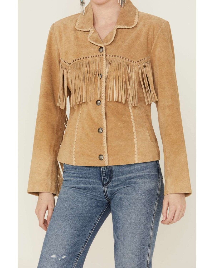 Jackets * | Limited Edition Scully Women'S Suede Snap Fringe Jacket