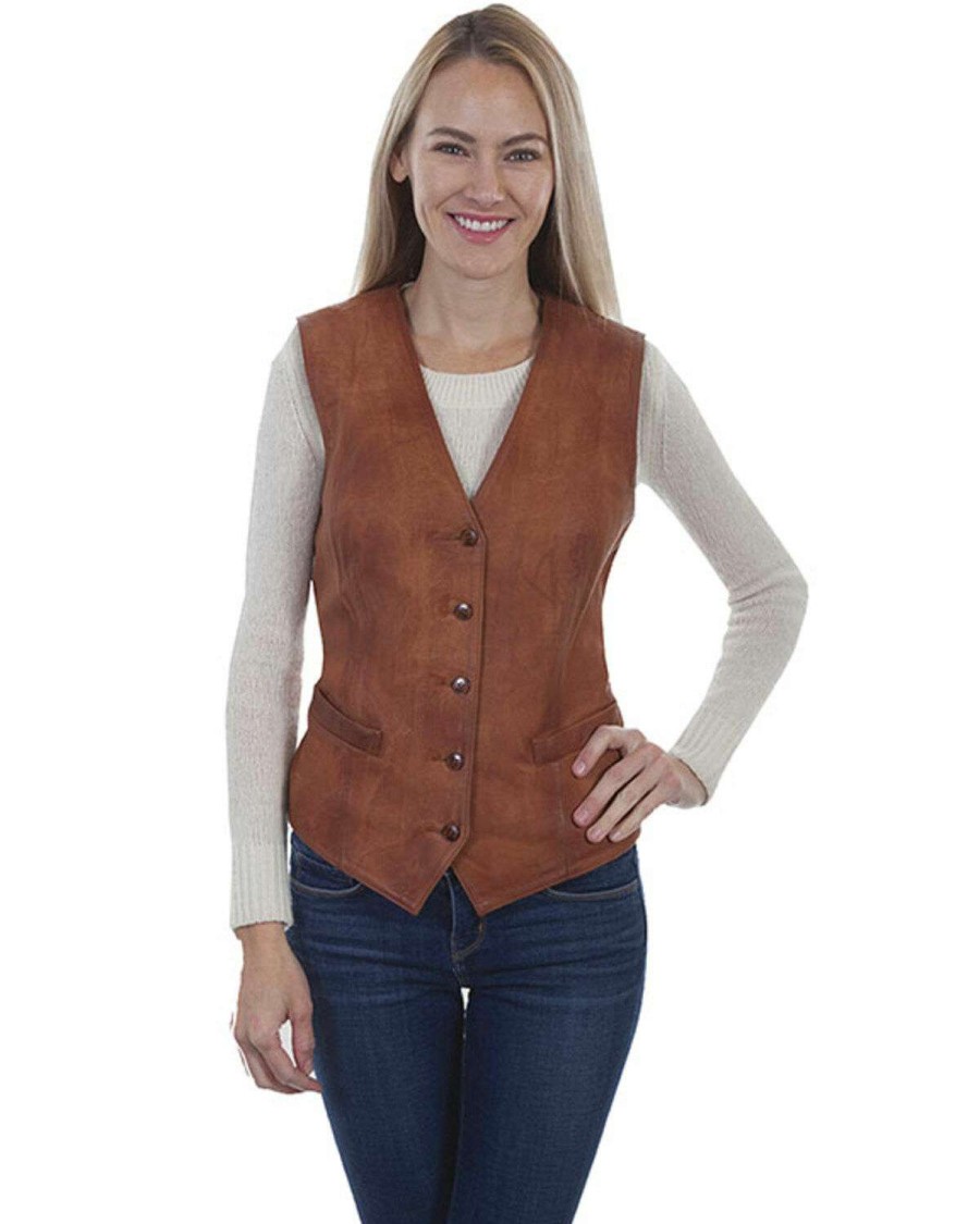 Vest * | Outlet Leatherwear By Scully Women'S Cognac Western Vest