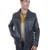 Jackets * | Discount Scully Men'S Denim Lamb Leather Retro Jacket