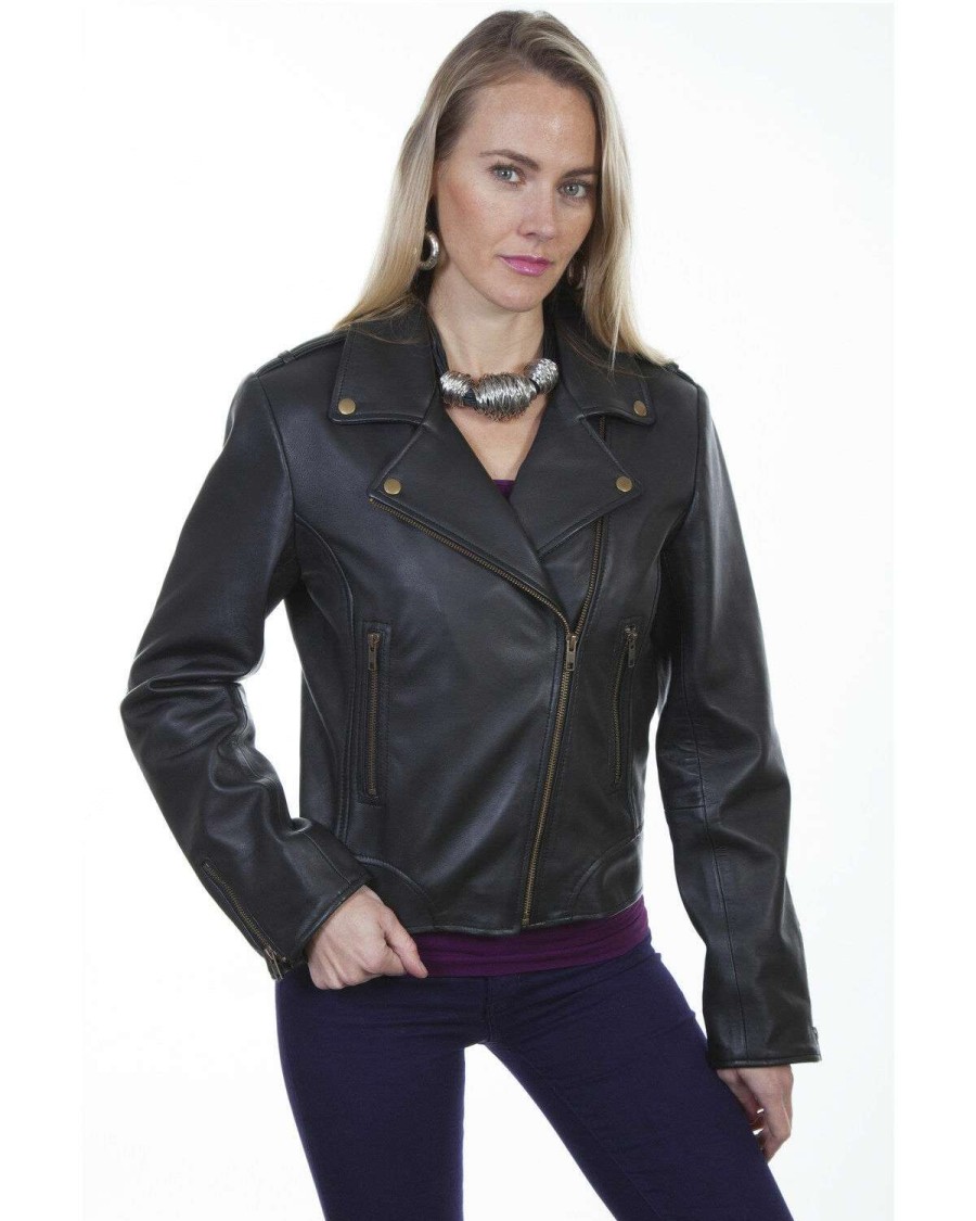 Jackets * | Limited Edition Scully Women'S Concealed Carry Moto Leather Jacket