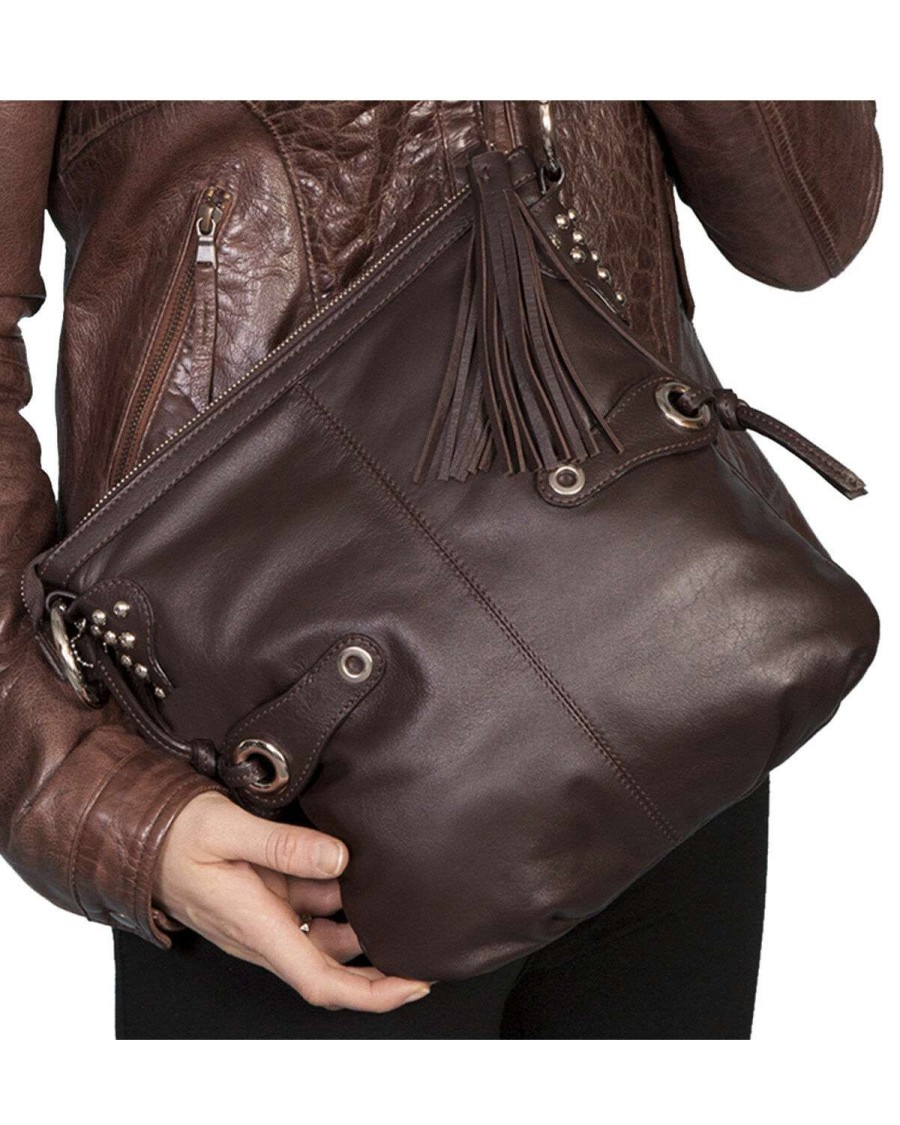 Bags * | Online Scully Brown Leather Shoulder Bag