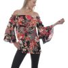 Blouse * | Limited Edition Honey Creek By Scully Women'S Black Floral Peasant Blouse