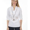 Blouse * | Online Cantina By Scully Women'S White Lace Peek-A-Boo Blouse