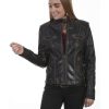 Jackets * | Online Scully Women'S Black Leather Zip Jacket