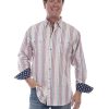 Shirts * | Outlet Scully Men'S Multi Stars & Stripes Print Long Sleeve Snap Western Shirt