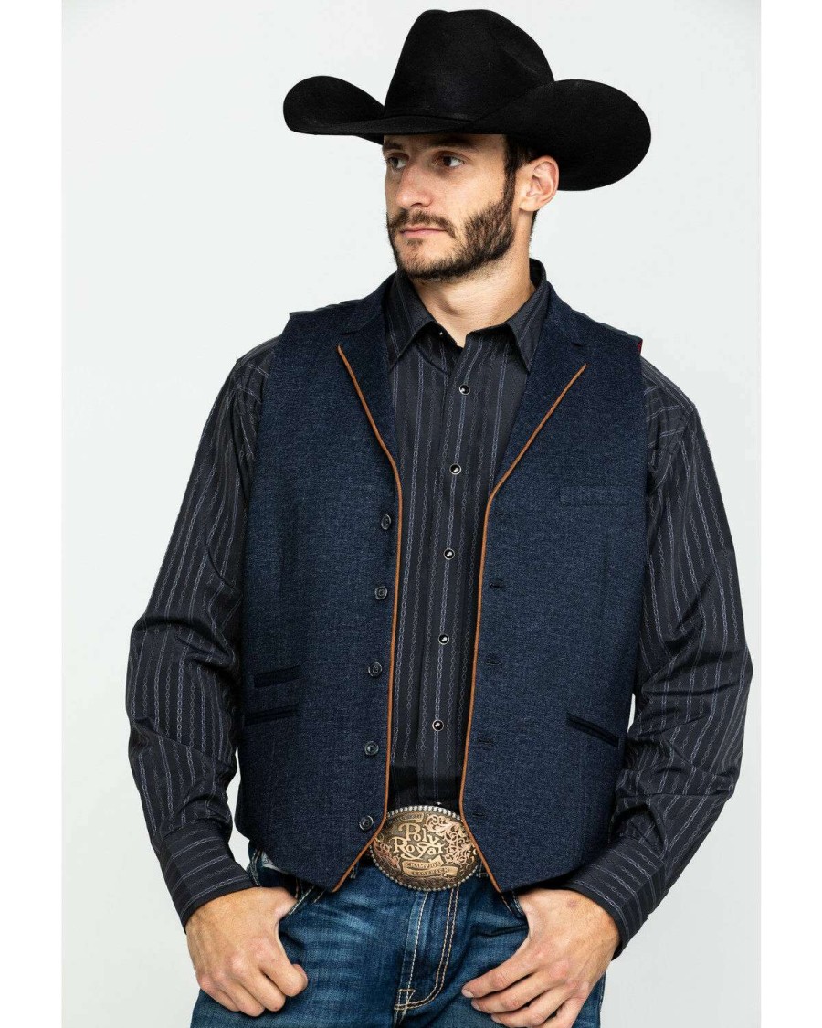 Vest * | Online Scully Rangewear Men'S Western Wool Four Pocket Vest