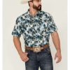 Shirts * | Outlet Scully Men'S Palm Trees Floral Print Short Sleeve Button-Down Western Shirt