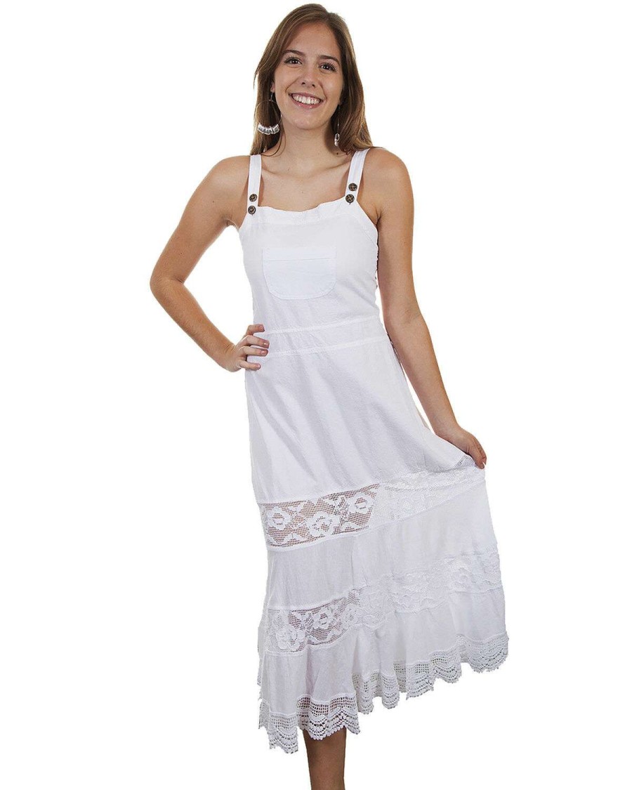 Dresses * | Outlet Cantina By Scully Women'S White Front Pocket Maxi Dress